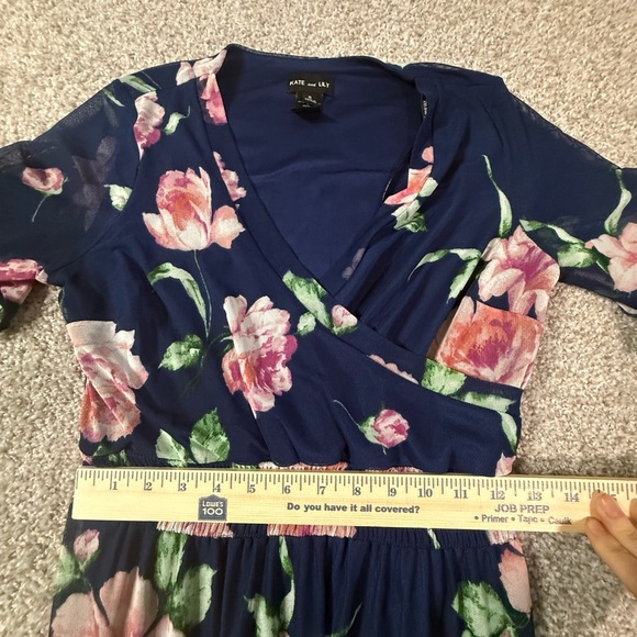 Kate and Lily Navy Pink Green Floral Rose Tiered Maxi Dress – Women’s Size 6 - Picture 6 of 9